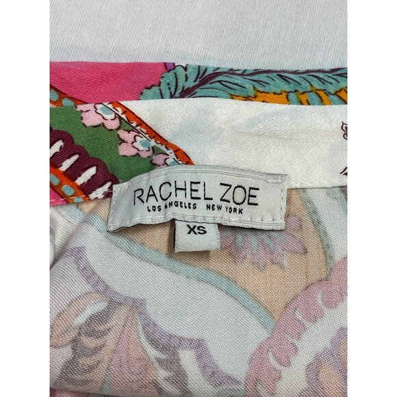 Rachel Zoe Wrap Top Womens XS Boho Long Sleeve Floral Colorful Pink Green - Picture 7 of 11
